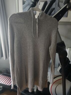 Sonoma Gray Waffle Knit Hoodie with Drawstring
